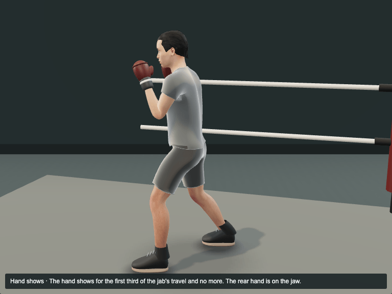 Feint / cross: rendered frame of the Jab feint at its peak phase.
